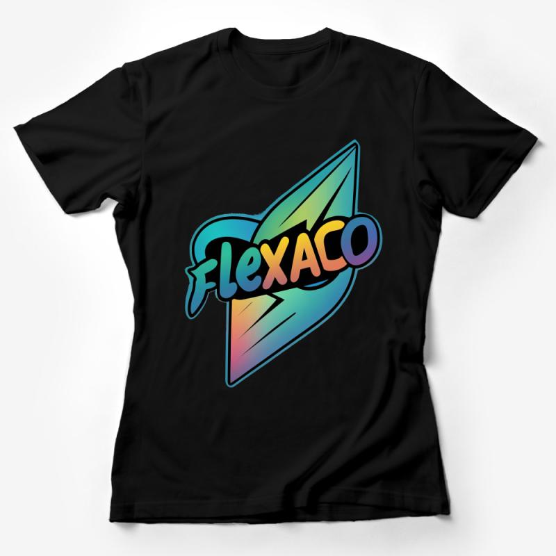 Colorful Abstract Flexaco Logo T-Shirt, Vibrant Artistic Design Tee, Unisex Fashion Top, Casual Streetwear Graphic Shirt Female T-Shirt