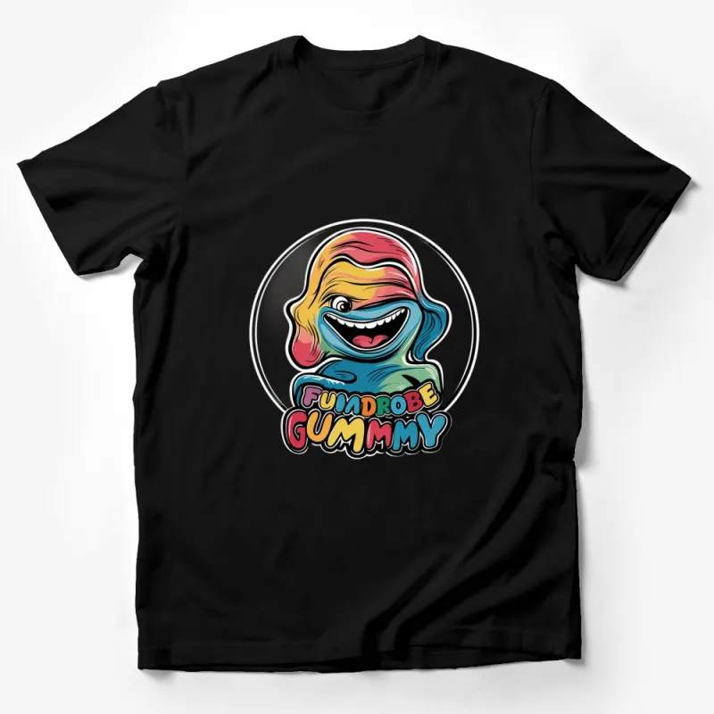 Colorful FunDrobe Gummy Monster Graphic T-Shirt, Vibrant Cartoon Style Apparel Male T-Shirt