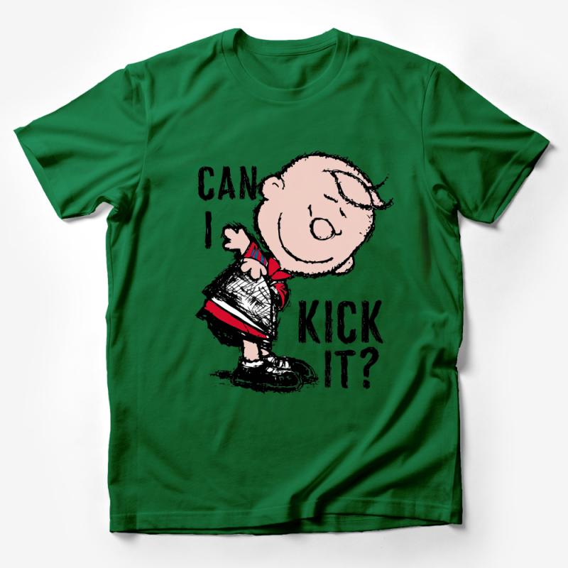 Funny Comic Strip Character T-Shirt, Can I Kick It Quote, Casual Graphic Tee, Unisex Cotton Shirt Male T-Shirt