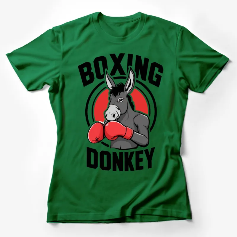 Boxing Donkey T-Shirt, Funny Animal Cartoon Graphic Tee, Unisex Sports Apparel, Gift for Boxing Fans Female T-Shirt