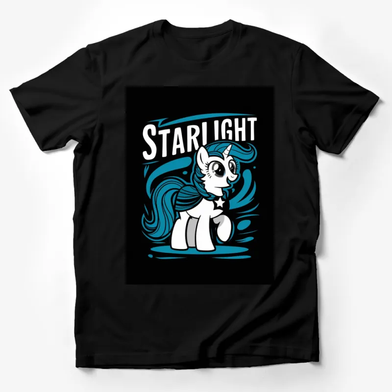 Starlight Blue Pony T-Shirt, Cute Cartoon Horse Tee, Magical Fantasy Animal Shirt, Gift for Pony Lovers Male T-Shirt