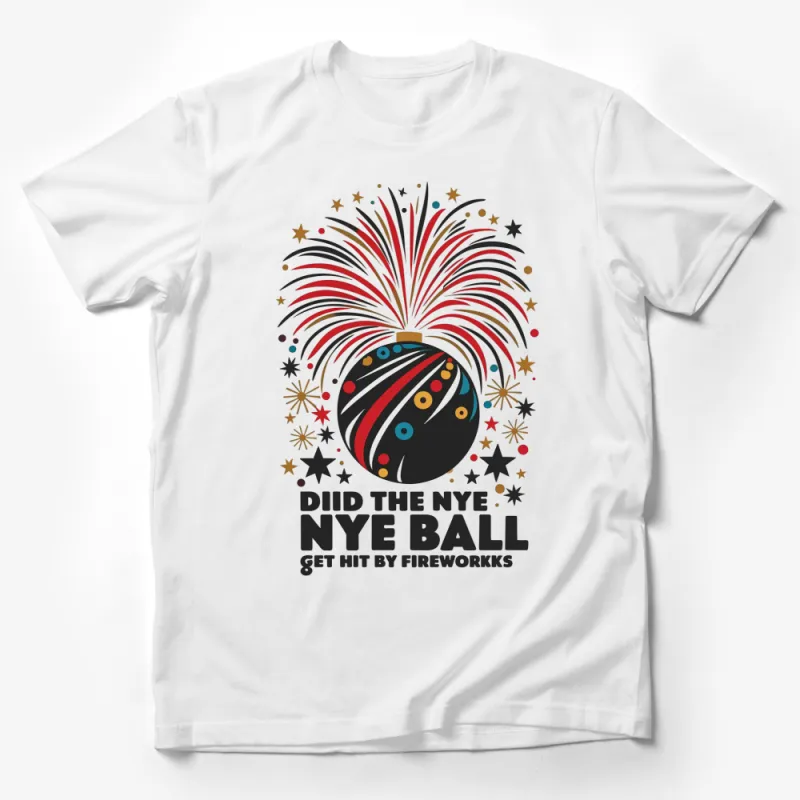 Festive Fireworks NYE Ball T-Shirt, Colorful New Year Celebration Tee, Unisex Graphic Shirt Male T-Shirt