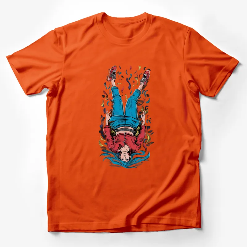 Upside Down Breakdancer T-Shirt, Colorful Street Dance Tee, Unique Graphic Design Shirt, Men's and Women's Sizes Male T-Shirt