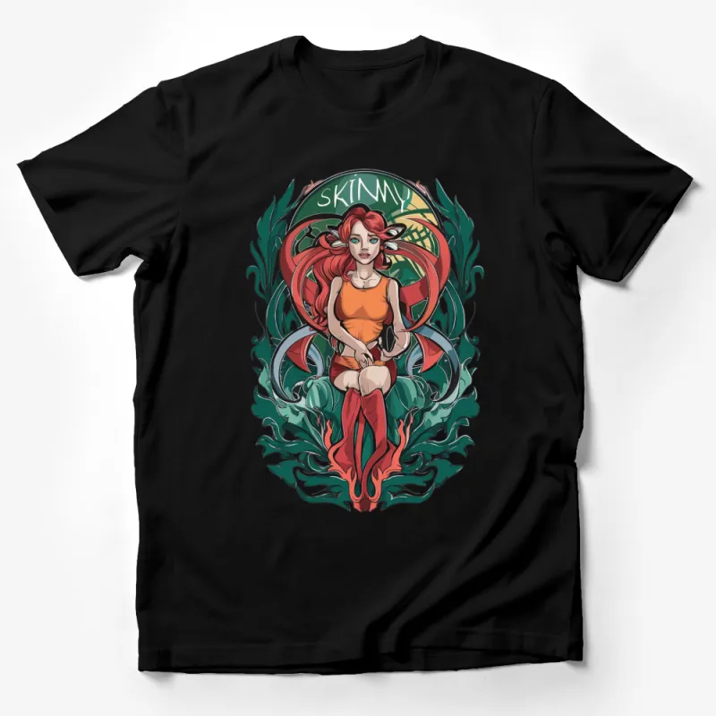 Fantasy Elf Girl T-Shirt, Colorful Elf Art Print Design, Graphic Tee for Women and Men Male T-Shirt