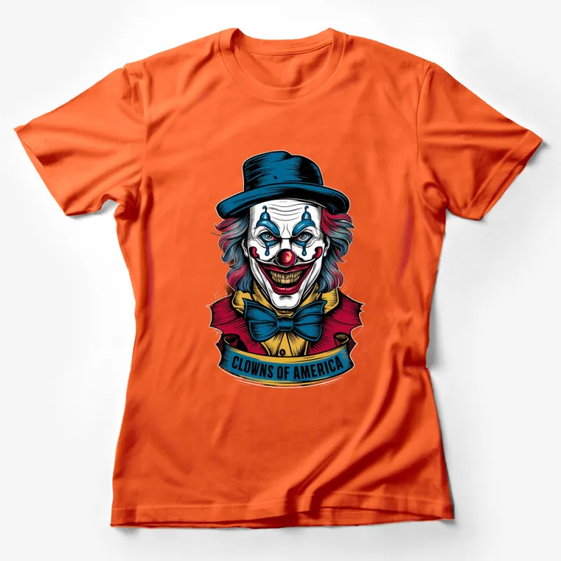 Vintage Clown Graphic T-Shirt, Colorful Circus Clown in Hat, Unisex Cotton Tee, Gift for Clown Lovers, Clowns of America Design Female T-Shirt