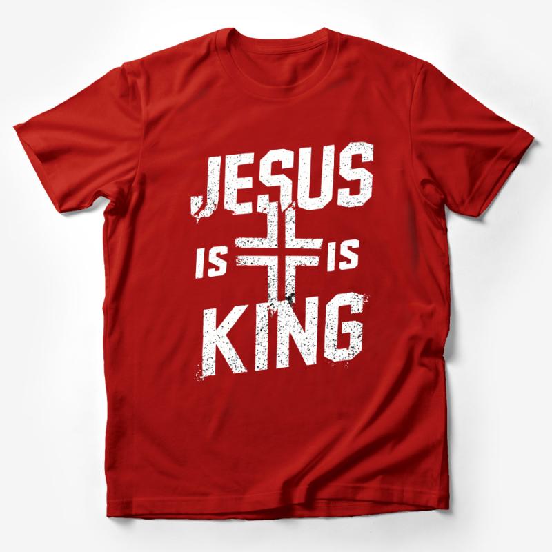 Men's Christian T-Shirt, Jesus Is King Faith Tee, Religious Graphic Shirt, Inspirational Clothing, Gift for Him Male T-Shirt