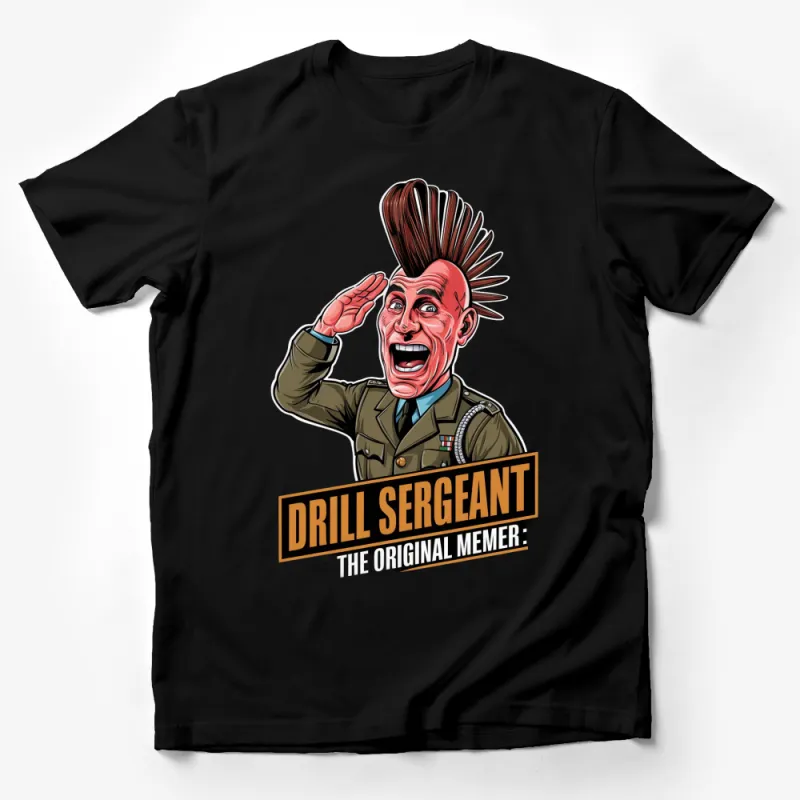 Fun Drill Sergeant Cartoon T-Shirt, Military Humor, Unique Graphic Tee, Gift for Veterans Male T-Shirt