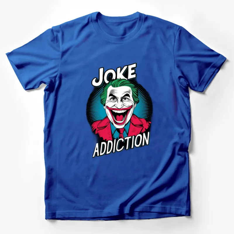 Joker Addiction Graphic Tee, Colorful Comic Style Joker T-Shirt, Unique Pop Culture Apparel, Gift for Comic Fans Male T-Shirt