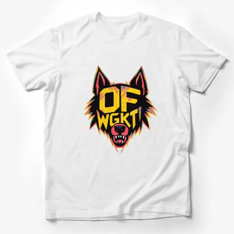 Wolf Graphic T-Shirt, Bold Yellow and Black Typography, Unique Street Style Shirt, Fashionable Urban Tee, Unisex Male T-Shirt