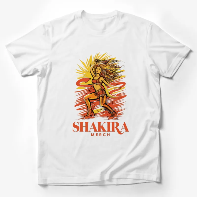 Vintage Shakira Merch T-Shirt, Iconic Female Singer Graphic Tee, Retro Music Fan Apparel Male T-Shirt