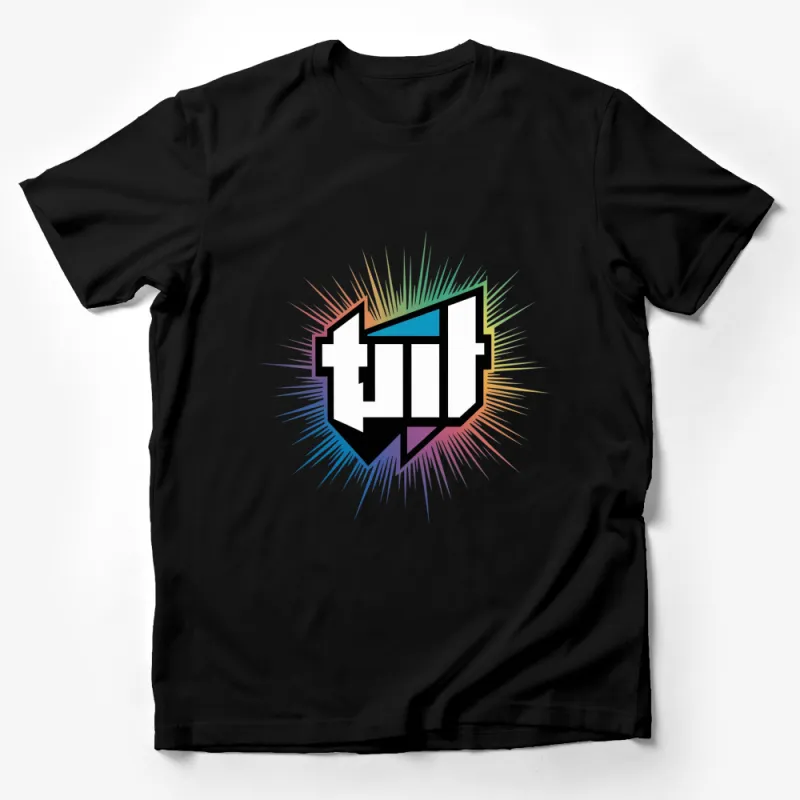 Colorful Abstract Logo Graphic T-Shirt, Unisex Modern Art Tee, Stylish Casual Wear Male T-Shirt