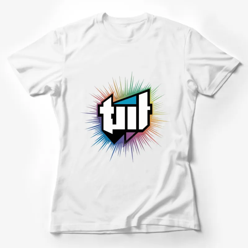 Colorful Abstract Logo Graphic T-Shirt, Unisex Modern Art Tee, Stylish Casual Wear Female T-Shirt