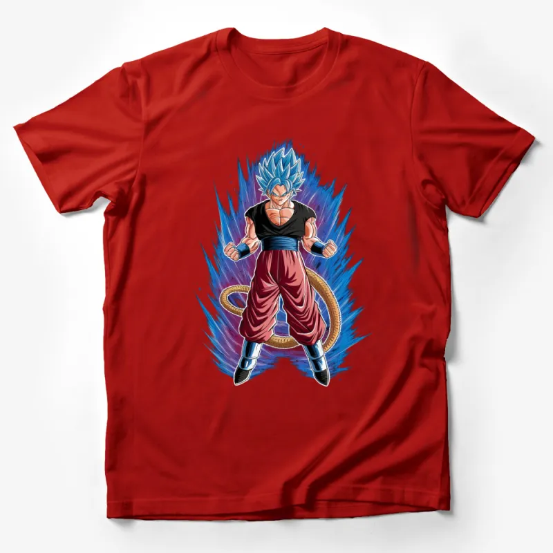 Super Saiyan Blue Anime Character T-Shirt, Manga Inspired Casual Wear, Graphic Tee for Fans Male T-Shirt