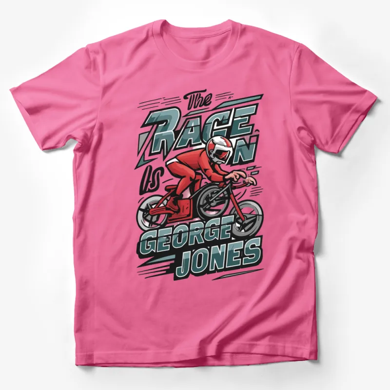 George Jones The Race Graphic T-Shirt, Vintage Racing Cyclist, Retro Bicycle Rider Tee Male T-Shirt