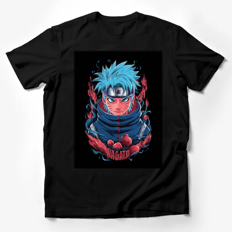 Anime Character Nagato T-Shirt, Vibrant Blue Manga Art, Unisex Graphic Tee, Fan Merchandise, Cool Gift Idea Male T-Shirt