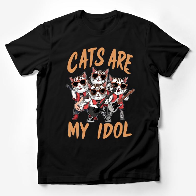 Cat Band T-Shirt, Cool Cats with Sunglasses and Guitars, Unisex Music Lover Tee, Fun Animal Shirt, Gift for Cat Owners, Rock n Roll Top Male T-Shirt