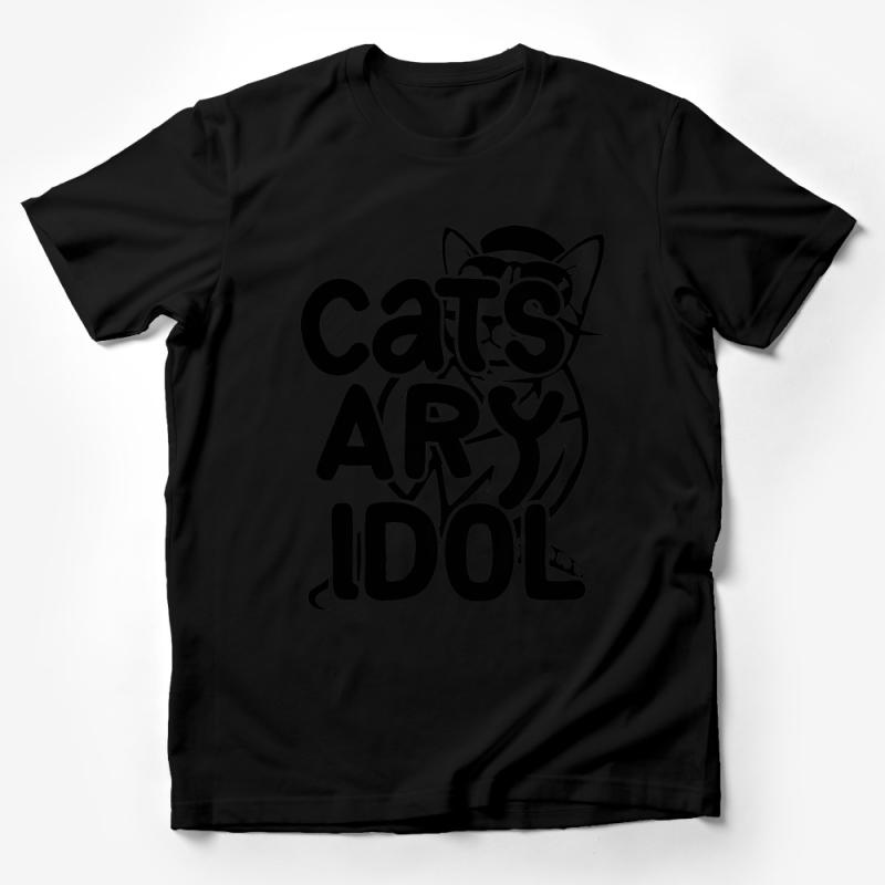 Funny Cat T-Shirt, Cool Cats Ary Idol Graphic Tee, Unisex Cotton Shirt for Cat Lovers, Pet Enthusiast Apparel Gift Male T-Shirt