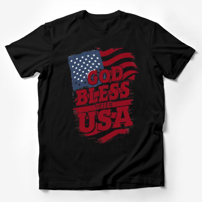 Patriotic T-Shirt, God Bless The USA Flag Design, American Pride Tee, Independence Day Celebration Shirt, Unisex Graphic Tee Male T-Shirt