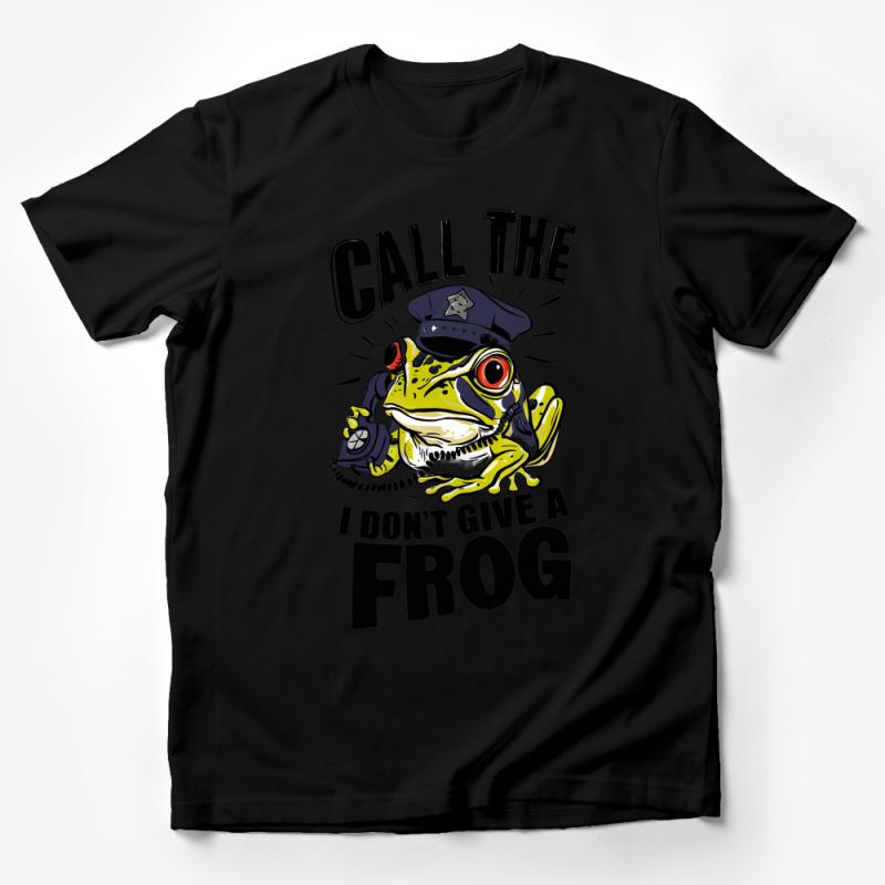 Funny Frog Police Officer T-Shirt, Call The Frog Graphic Tee, Unisex Novelty Shirt, Humorous Animal Shirt, Casual Wear Male T-Shirt