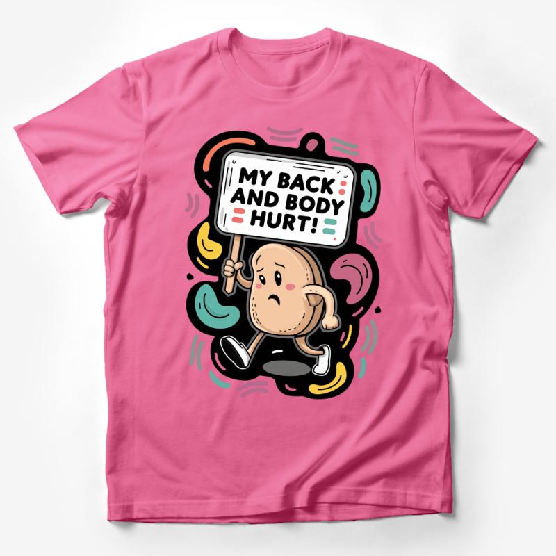 Funny Body Aches T-Shirt - My Back and Body Hurt Cartoon Graphic Tee - Unisex Male T-Shirt