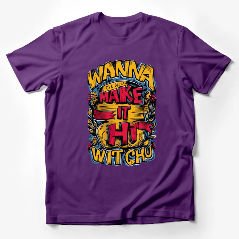 Retro Wanna Make It Witchu Comic Style T-Shirt, Bold Typographic Tee, Vintage Inspired Graphic Shirt Male T-Shirt