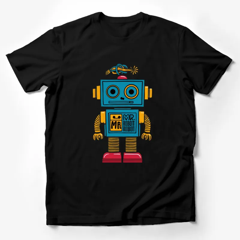 Colorful Retro Mr. Robot T-Shirt, Vintage Robot Graphic Tee, Fun Cartoon Robot Shirt, Unique Geeky Gift Idea Male T-Shirt