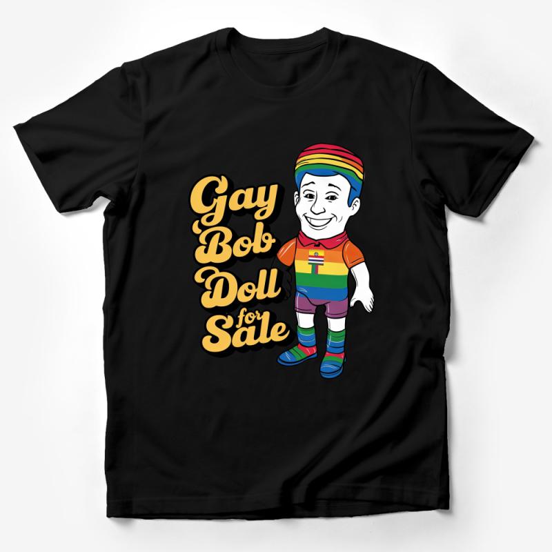 Colorful LGBTQ Pride T-Shirt, Cartoon Character Rainbow Tee, Gay Bob Doll Graphic Shirt, Unisex Gay Pride Apparel Male T-Shirt