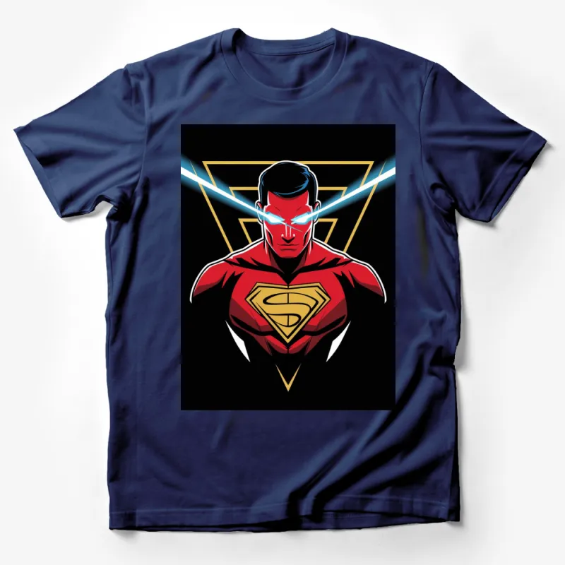 Superhero Graphic T-Shirt, Classic Comic Hero with Laser Eyes, Bold and Colorful Tee Design, Gift for Fans Male T-Shirt