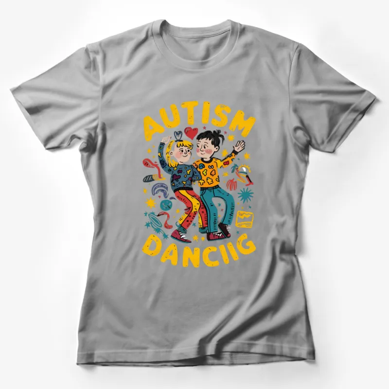 Autism Awareness Supportive Dancing Kids T-Shirt, Colorful Graphic Tee for Autism Acceptance Female T-Shirt