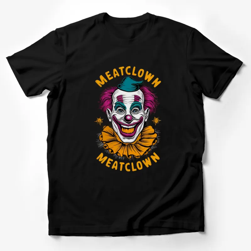 Meatclown Graphic T-Shirt, Creepy Clown Face, Colorful Circus Tee, Unique Halloween Costume Idea Male T-Shirt