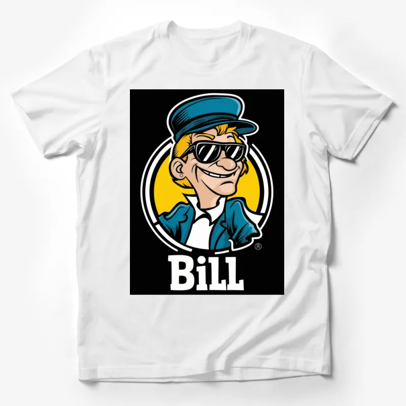 Vintage Bill Cartoon Character T-Shirt, Retro Style Cool Dude Graphic Tee, Unique Hipster Fashion Male T-Shirt