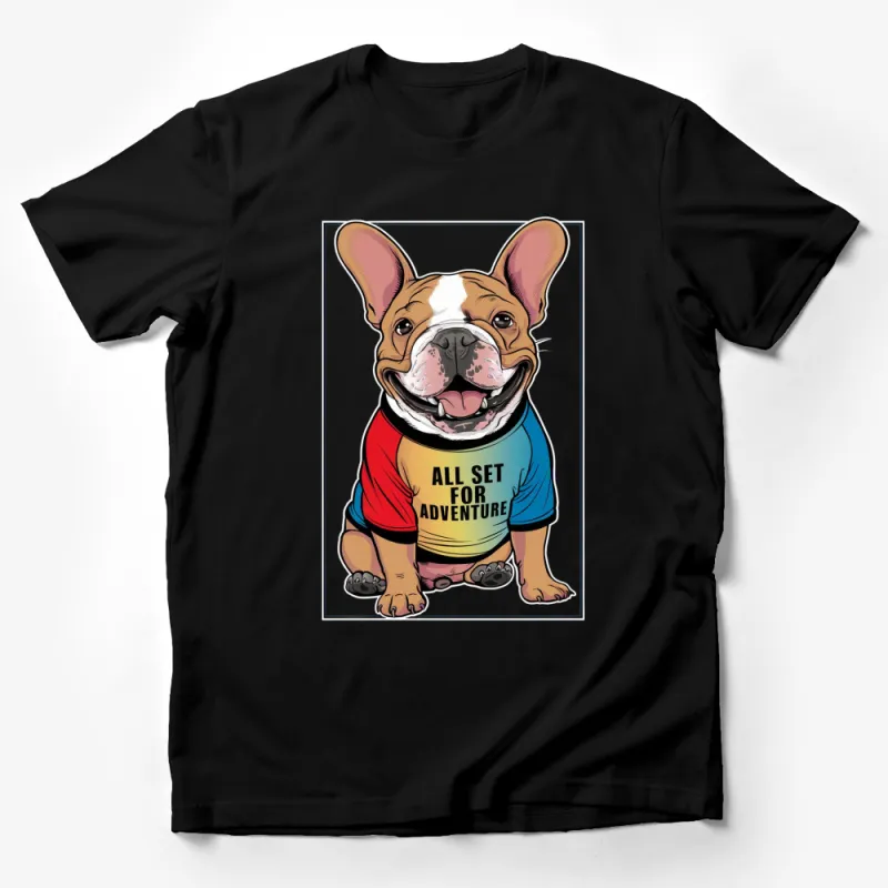 French Bulldog T-Shirt, All Set For Adventure, Cute Dog Lover Gift, Colorful Tee Male T-Shirt