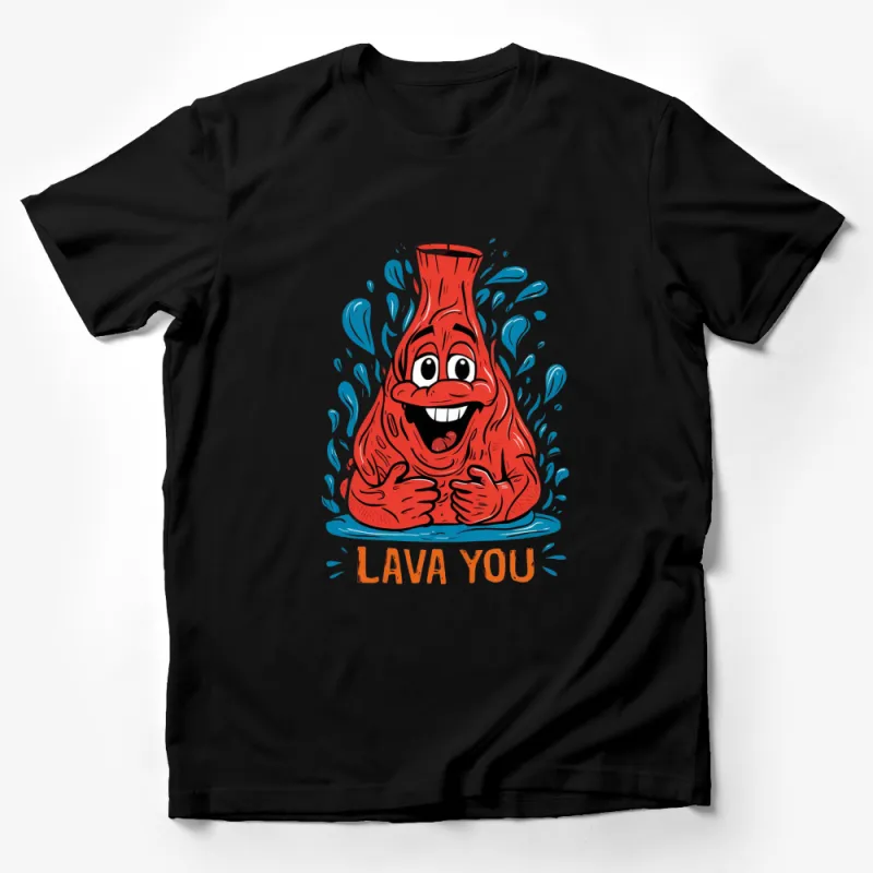 Funny Lava You Volcano Cartoon T-Shirt, Cute Pun Graphic Tee, Unisex Adult Clothing Male T-Shirt