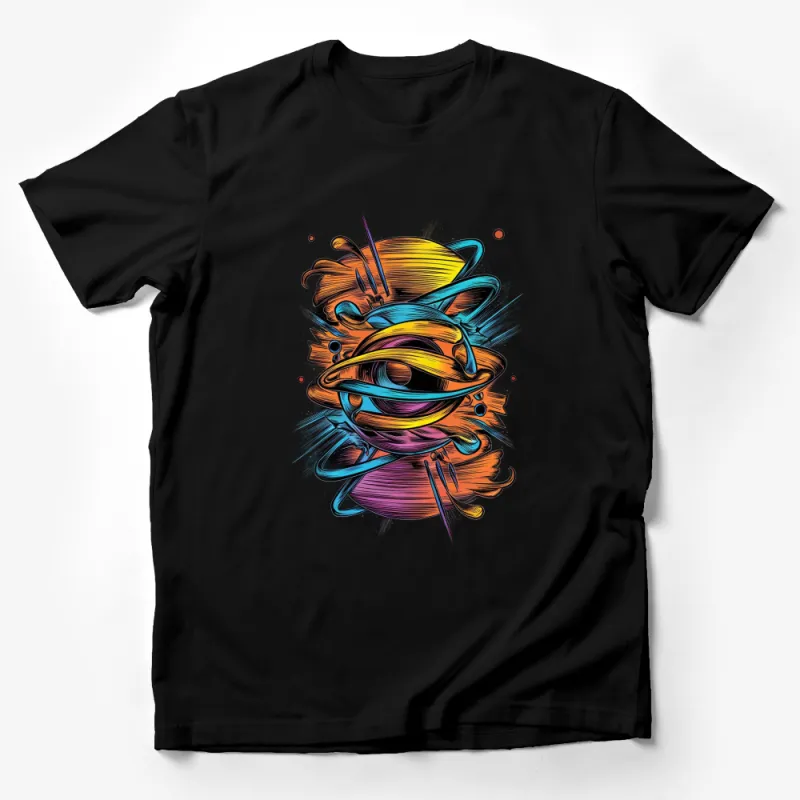 Colorful Abstract Art T-Shirt, Vibrant Graffiti Style Graphic Tee, Unisex Casual Wear Male T-Shirt