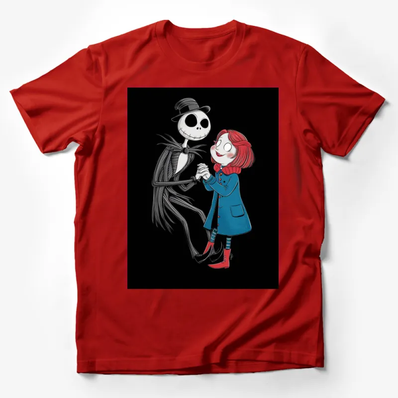 Jack and Sally Nightmare Before Christmas Inspired T-Shirt, Unisex Graphic Tee, Black and Red Male T-Shirt