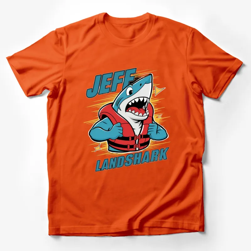 Shark Cartoon T-Shirt, Funny Jefe Landshark Graphic Tee, Summer Beach Style Shirt, Unisex Male T-Shirt