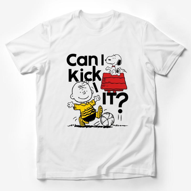 Vintage Comic Strip Tee, Can I Kick It, Funny Cartoon Graphic, Casual Unisex T-Shirt, Retro Style Shirt, Gift for Cartoon Lovers Male T-Shirt