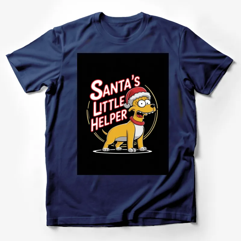 Santa's Little Helper Dog T-Shirt, Funny Christmas Cartoon Dog Tee, Holiday Gift for Pet Lovers Male T-Shirt