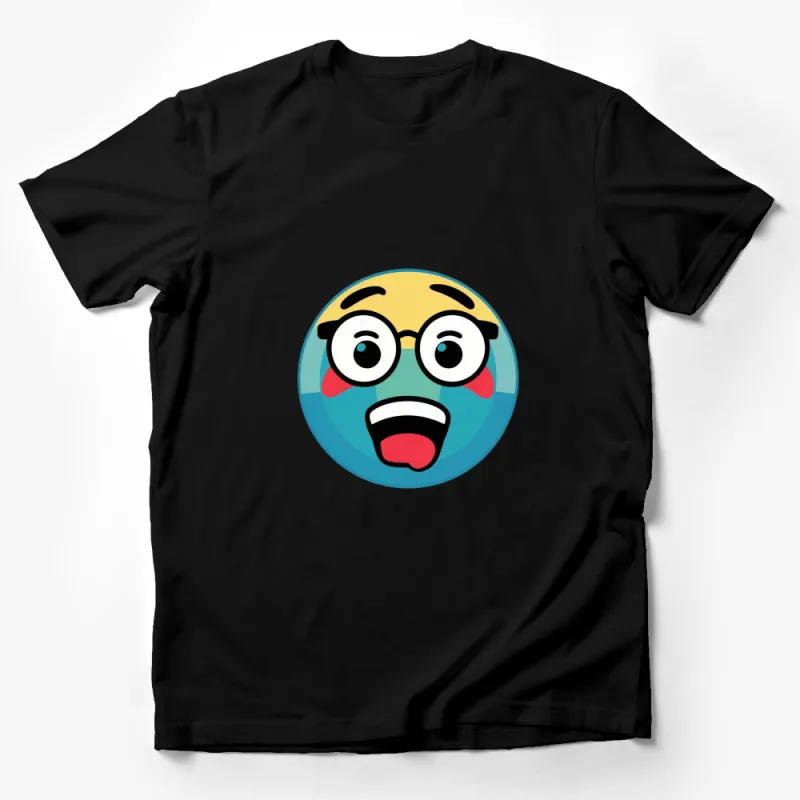 Funny Emoji Face T-Shirt, Nerd Glasses and Blushing Cheeks, Cute Casual Tee, Unisex Gift Idea Male T-Shirt