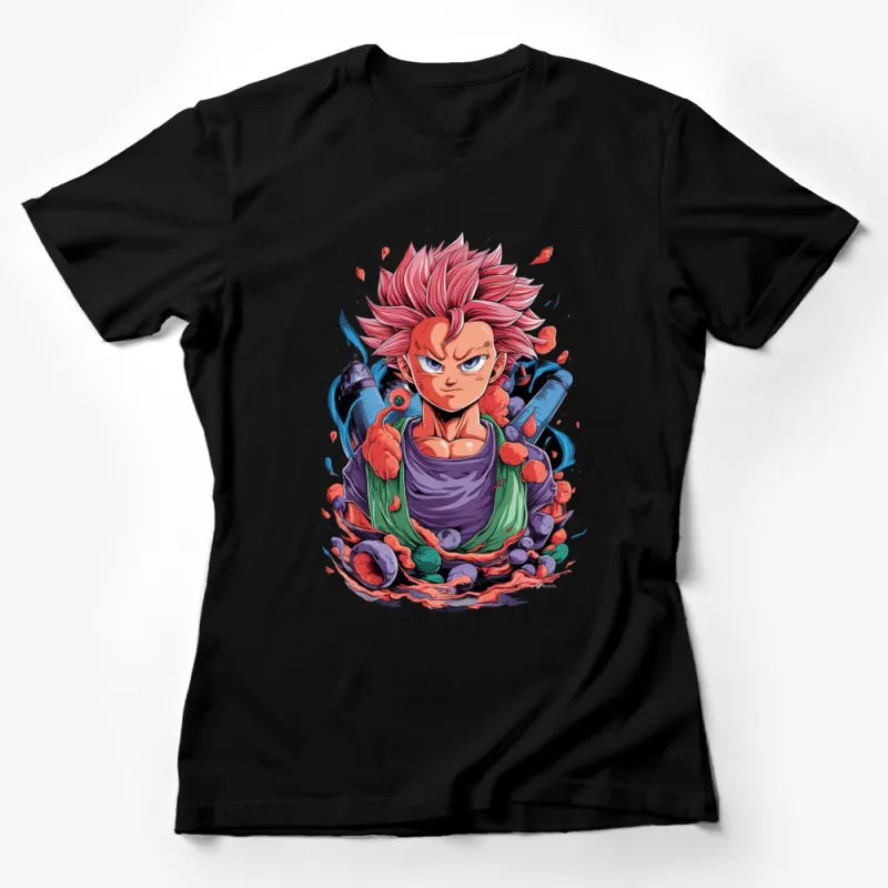 Anime Super Saiyan Character T-Shirt, Colorful Graphic Tee, Vibrant Unisex T-Shirt, Gift Idea Female T-Shirt