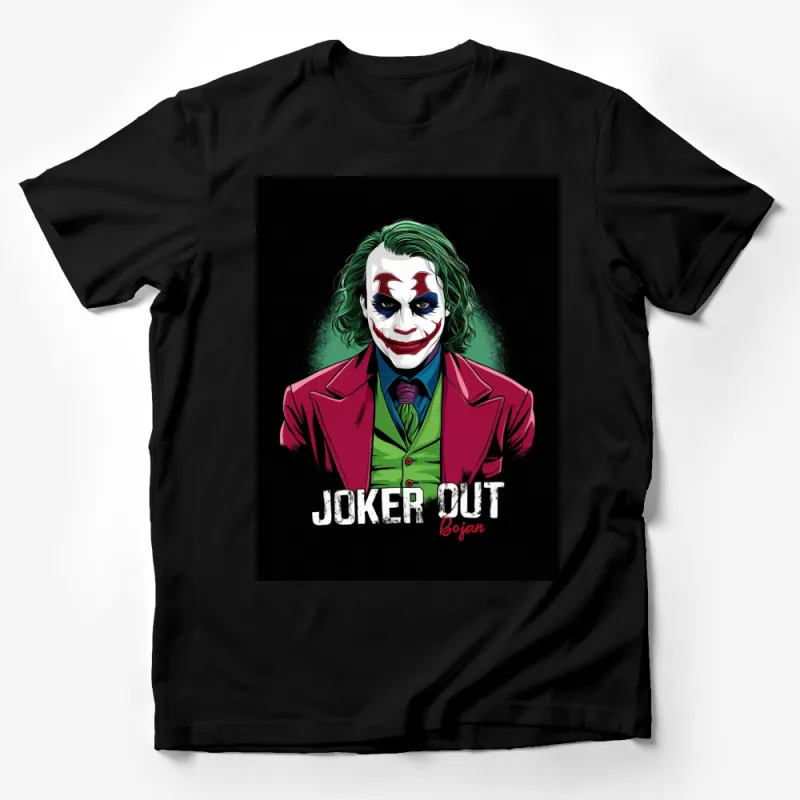 Joker Inspired Clown Graphic T-Shirt, Colorful Villain Face Art, Unique Movie Character Fan Top, Gift Idea Male T-Shirt