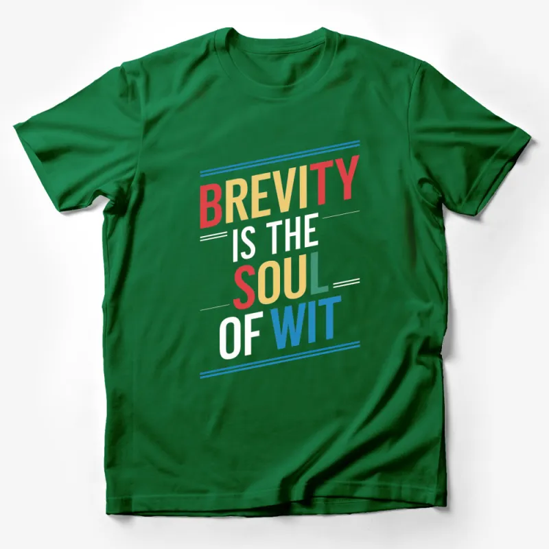 Inspirational Quote T-Shirt, Brevity is the Soul of Wit in Bold Typography, Unisex Graphic Tee for All Ages Male T-Shirt