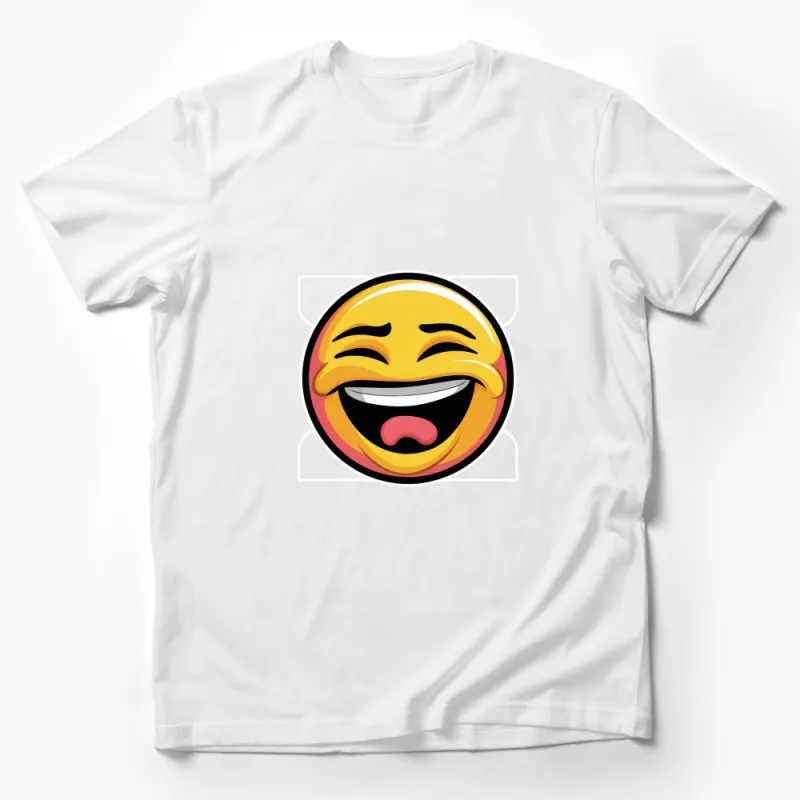 Laughing Emoji T-Shirt, Yellow Smiley Face Tee, Fun Casual Apparel, Unisex Gift Male T-Shirt