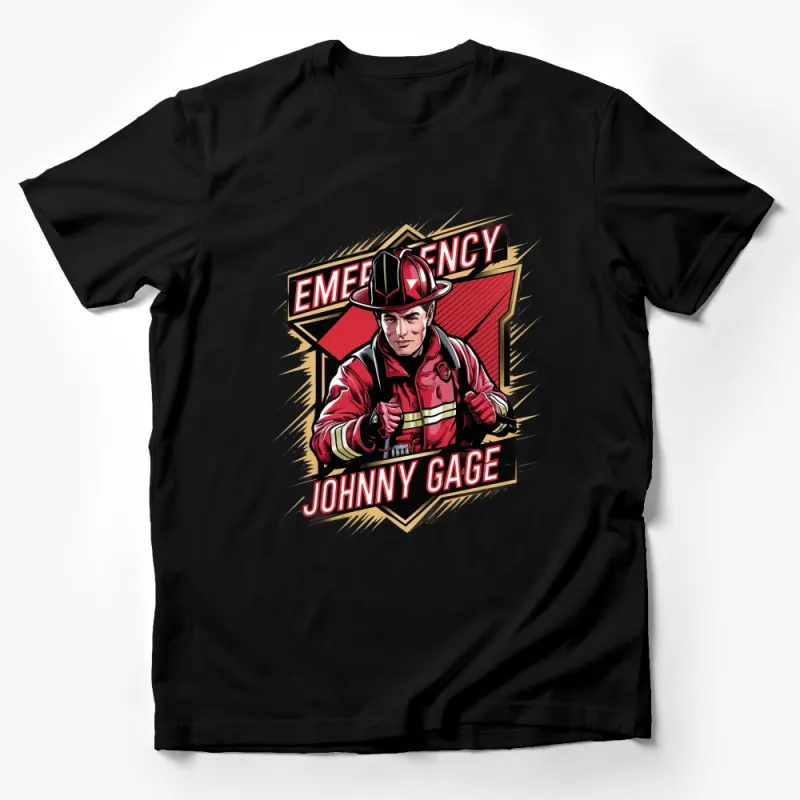 Vintage Firefighter T-Shirt, Johnny Gage Emergency 51 Graphic Tee, Retro Fireman Gift Idea Male T-Shirt