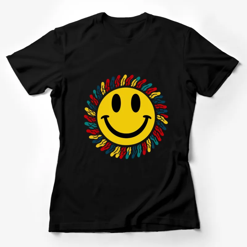 Colorful Handprint Smiley Face T-Shirt, Kids and Adults Unisex Casual Tee Female T-Shirt