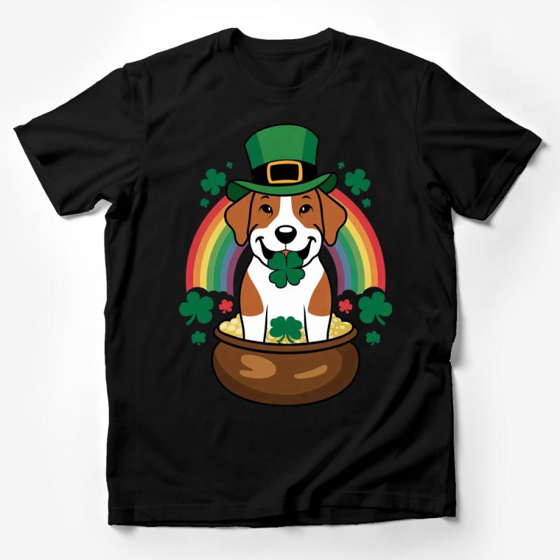 Cute Dog St. Patrick's Day Rainbow T-Shirt, Lucky Shamrock Pet Lover Tee, Irish Celebration Unisex Shirt for Dog Owners Male T-Shirt