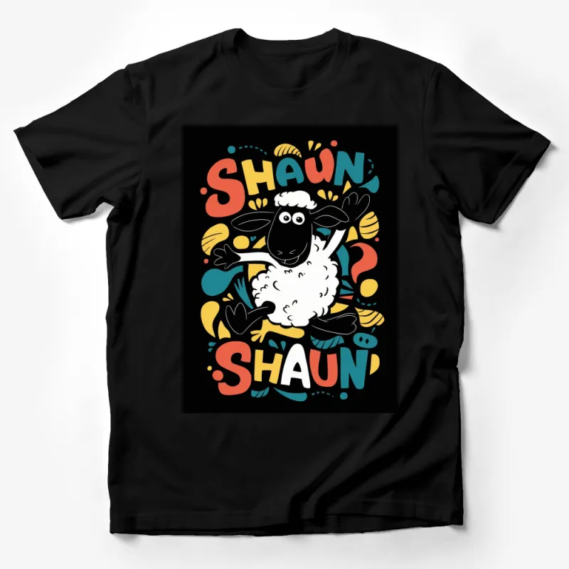 Shaun The Sheep Colorful Graphic Tee, Fun Cartoon Animal T-Shirt, Unisex Kids and Adult Sizes Male T-Shirt