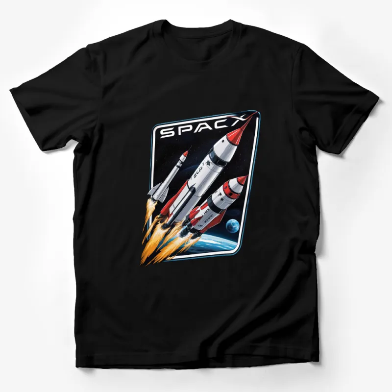 SpaceX Rocket Launch Graphic T-Shirt, Space Exploration Tee, Astronaut Gift, Science Apparel Male T-Shirt