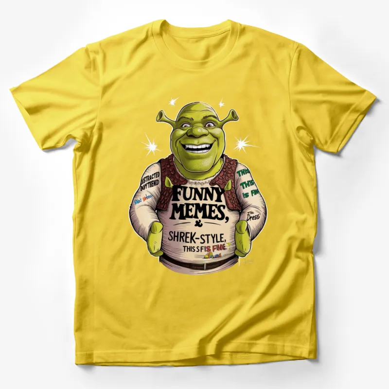 Shrek Inspired Meme T-Shirt, Funny Ogre Graphic Tee, Pop Culture Casual Wear Male T-Shirt