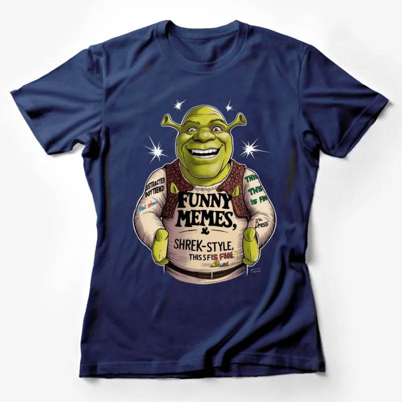 Shrek Inspired Meme T-Shirt, Funny Ogre Graphic Tee, Pop Culture Casual Wear Female T-Shirt